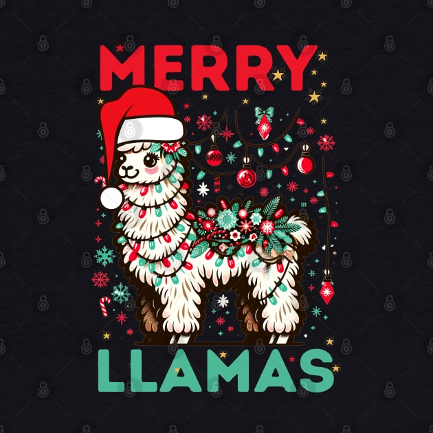 Merry llamas christmas by AlephArt